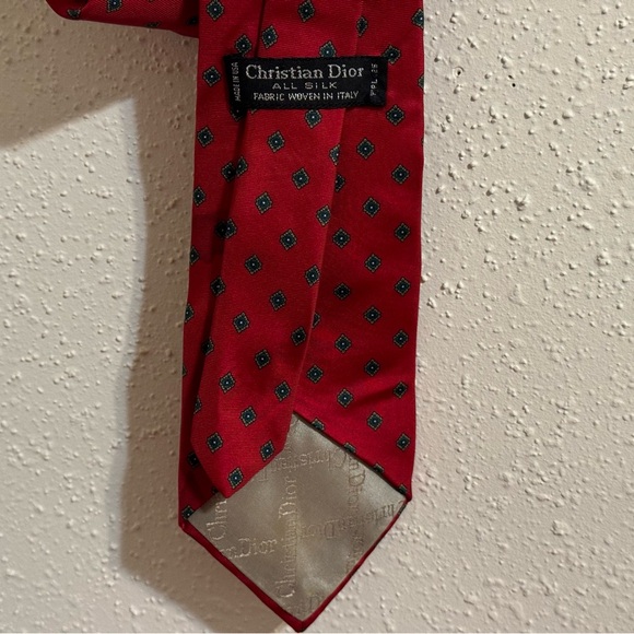 Christian Dior Vintage Italian Silk Red Tie - Picture 2 of 9